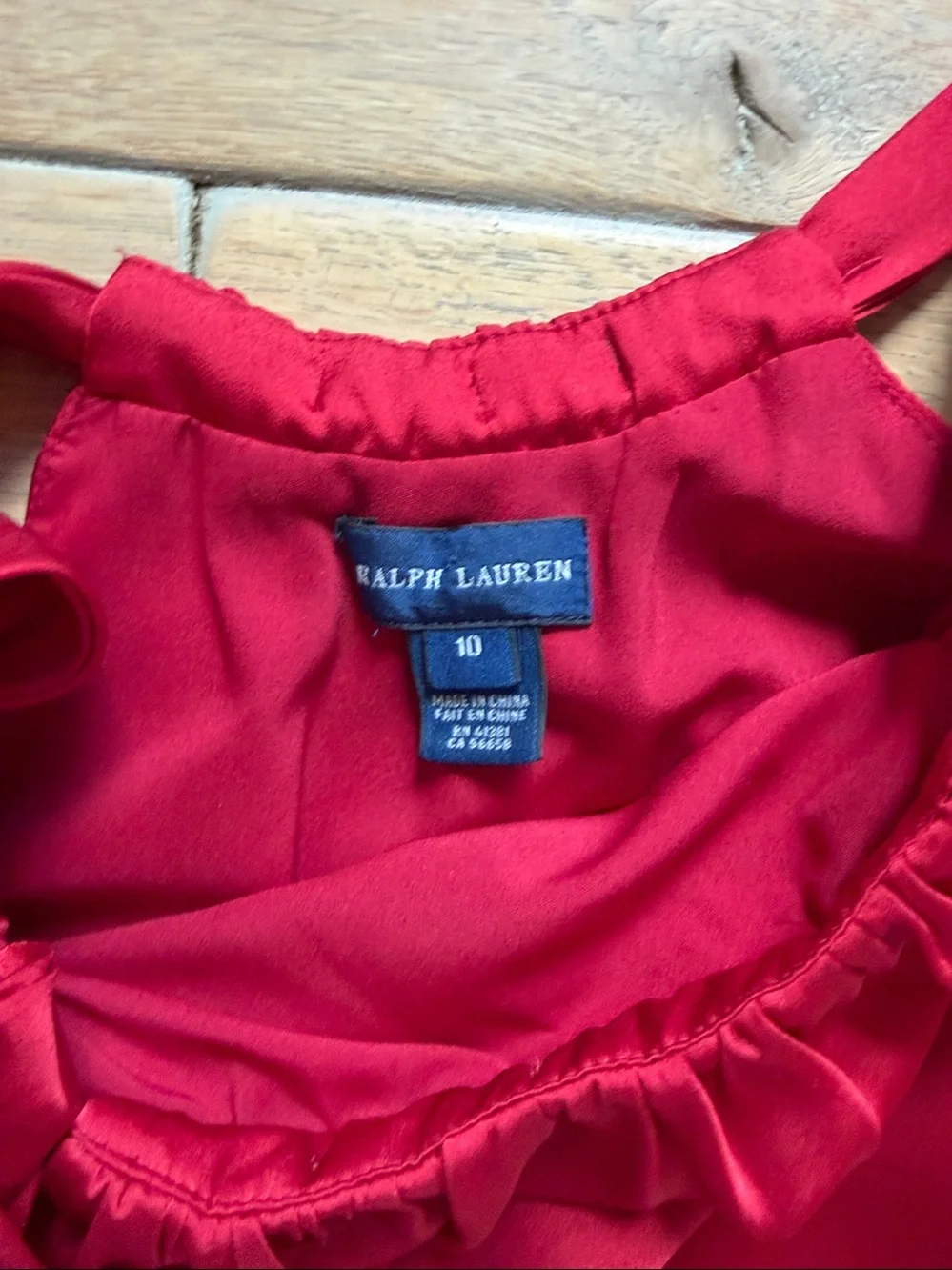 Ralph Lauren Girls Red Shoulder Bow Party Dress